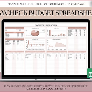 Budget By Paycheck Spreadsheet, Paycheck Budget Google Sheets, Biweekly, Zero based budget tracker, weekly, finance planner, budget template