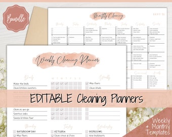 EDITABLE Cleaning Schedule, Weekly Cleaning Planner, Cleaning Checklist, Weekly House Chores, Clean Home Routine, Monthly Cleaning List
