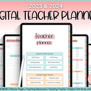 Digital Teacher Planner, 2023 & 2024 Academic Planner, Lesson Plan Template, iPad Planner, GoodNotes, Teaching, Substitute Report Templates