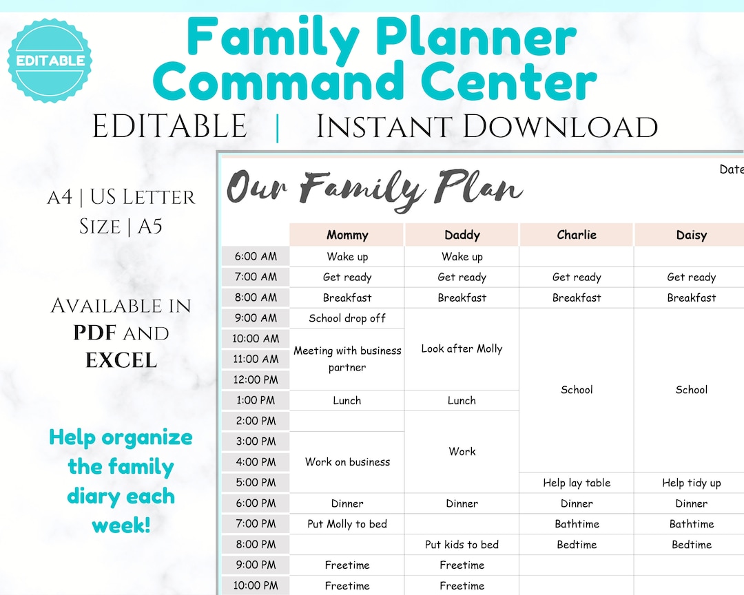 Family Week Planner  Weekly schedule of your whole family – Butler and  Hill UK