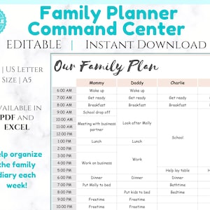 EDITABLE Weekly FAMILY PLANNER | Family Planner | Printable Family Calendar | Family Weekly Schedule | Command Center | Plan | Homeschool