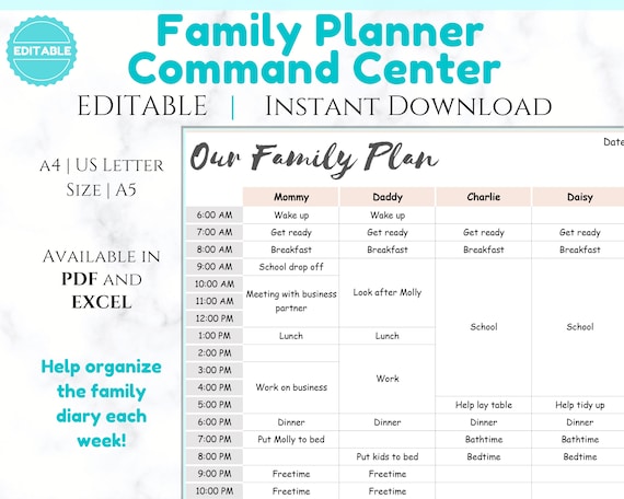 Calendriers Hebdomadaire Family Planner