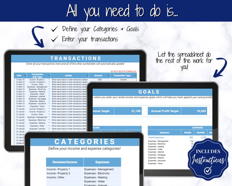 VRBO Spreadsheet Business Tracker Rental Vacation Property Etsy