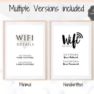 Znak hasła Wi-Fi, edytowalny szablon znaku Wi-Fi do druku, znak Be Our Guest, znak hasła Wi-Fi, pokój gościnny Airbnb, sztuka ścienna, wystrój, Wi-Fi zdjęcie 9
