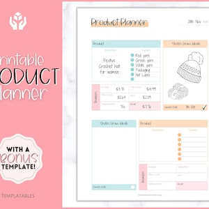 Product Planner Template, Small Business Plan, Printable Product Launch, Pricing, Packaging, Costs, Supplies, Inventory, Etsy Seller Listing