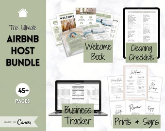 Airbnb Host BUNDLE! Editable Airbnb Signs, Welcome Book Template, Cleaning checklist, Business Tracker Spreadsheet, Air bnb Printables, VRBO