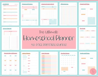 Homeschool Planner Printable, Home School Teacher, Academic Lesson Planner, Mom, School, Preschool, Kindergarden, Homework, Daily Schedule