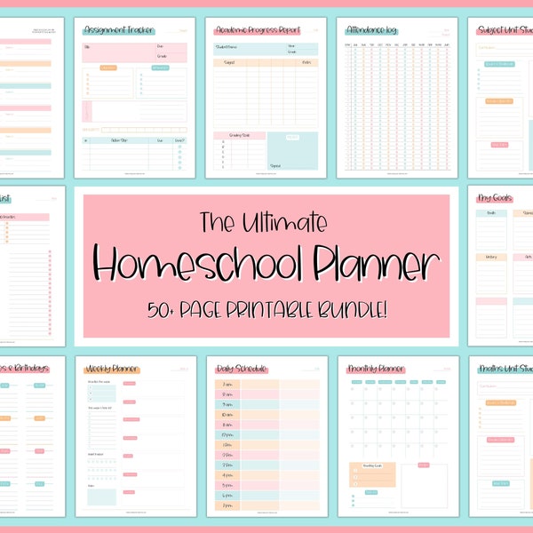 Homeschool Planner Printable, Home School Teacher, Academic Lesson Planner, Mom, School, Preschool, Kindergarden, Homework, Daily Schedule