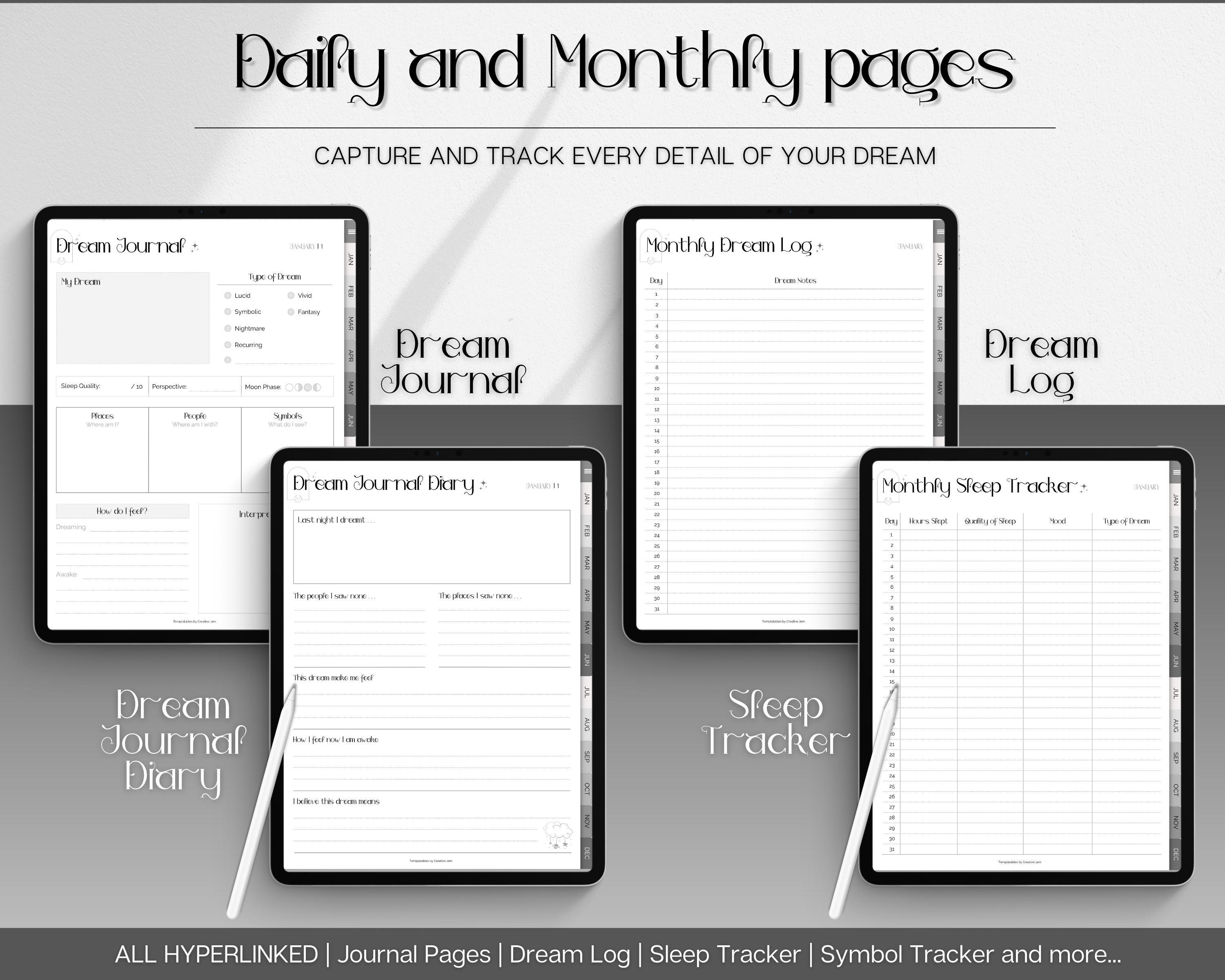 Digital Dream Journal, Digital Journal for Goodnotes, iPad Digital ...