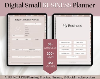 Digital Small Business Planner, Undated Trackers, Social Media, Finances, GoodNotes Digital Journal, Monthly, Weekly, Side Hustle, iPad