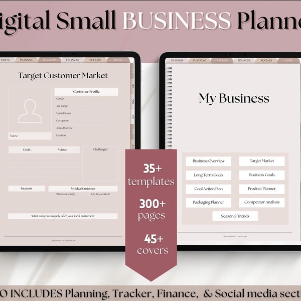 Digital Small Business Planner, Undated Trackers, Social Media, Finances, GoodNotes Digital Journal, Monthly, Weekly, Side Hustle, iPad