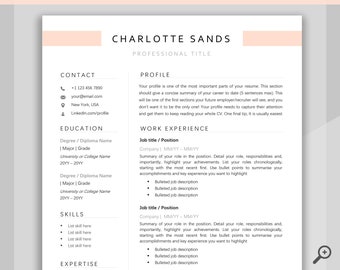 RESUME TEMPLATE Word. Professional Resume Template. Minimalist Executive. CV template free. Resume Template Bundle. Curriculum Vitae