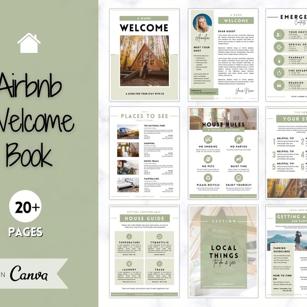 Welcome Book Template, Airbnb Welcome Guide, Editable Canva Air bnb House manual, Superhost eBook, Host signs, Signage, VRBO Vacation Rental