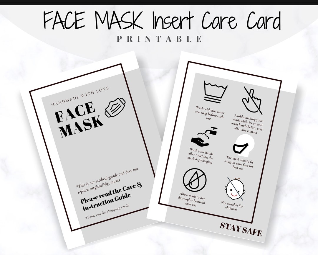 Face Mask LABEL CARE CARD, How to Handle Order Card, Face Mask