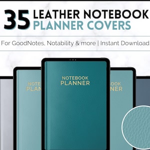 35 Digital Notebook Covers, Digital Planner Cover, GoodNotes Covers, Digital Journal Cover, iPad, Agenda Binder, 35 colors, LEATHER Texture