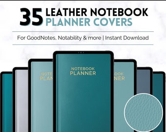 35 Digital Notebook Covers, Digital Planner Cover, GoodNotes Covers, Digital Journal Cover, iPad, Agenda Binder, 35 colors, LEATHER Texture
