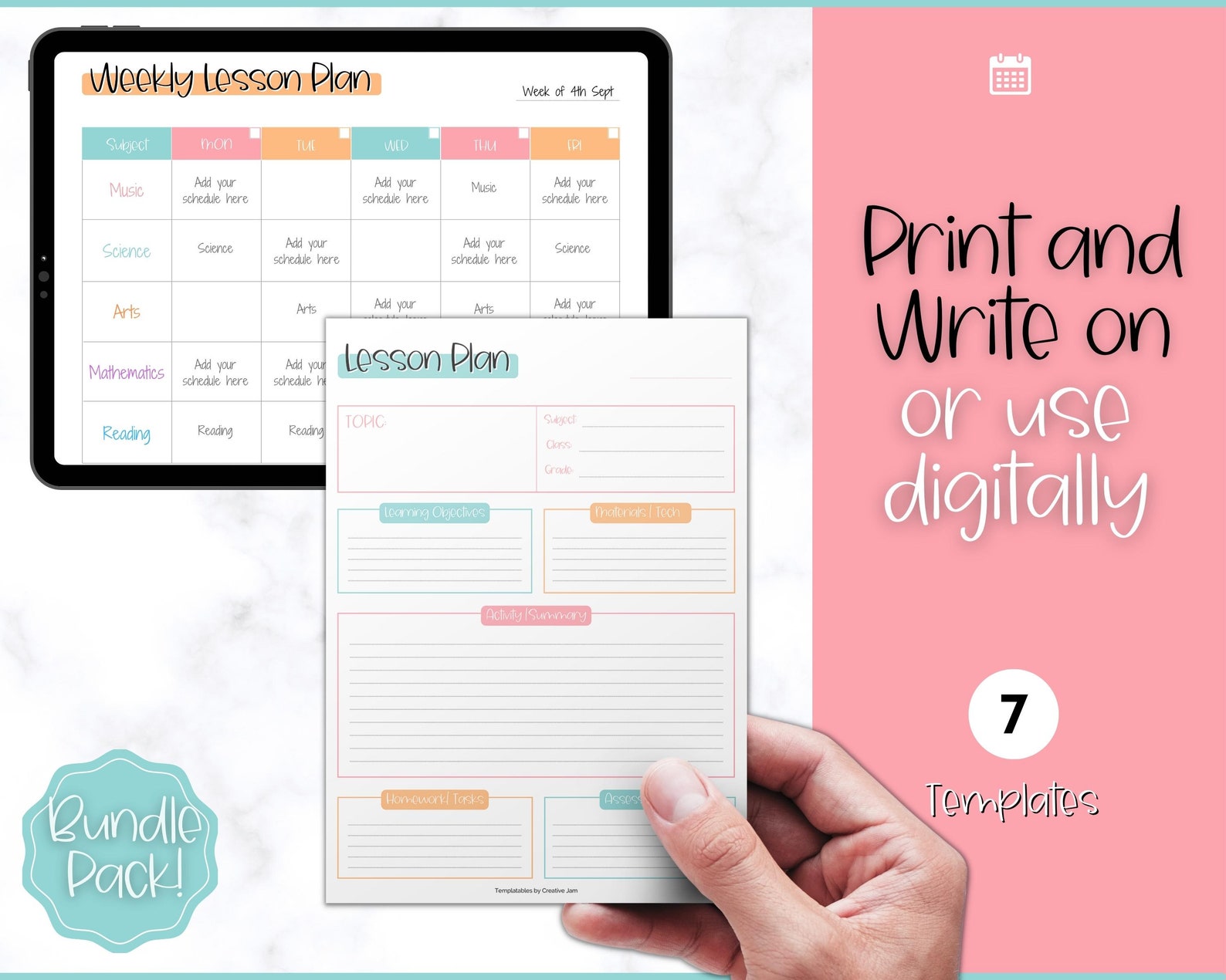 Weekly Lesson Plan Template, Lesson Planner Printable, Homeschool ...