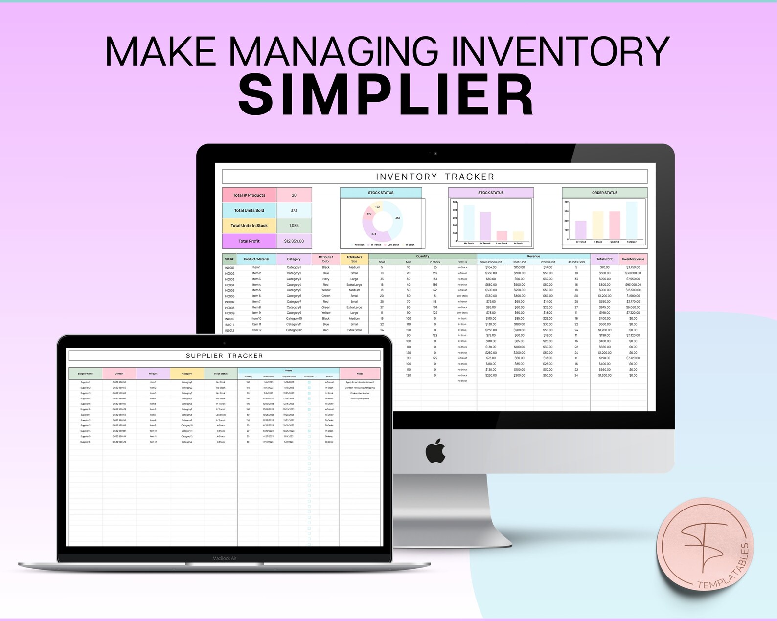 Inventory Tracker Spreadsheet, Small Business Inventory Management ...