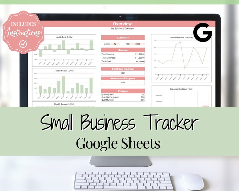 Small BUSINESS Tracker, Google Sheets! Editable for your Business, Automated Profit Loss Income Expense, Product Inventory, Etsy Amazon eBay 
