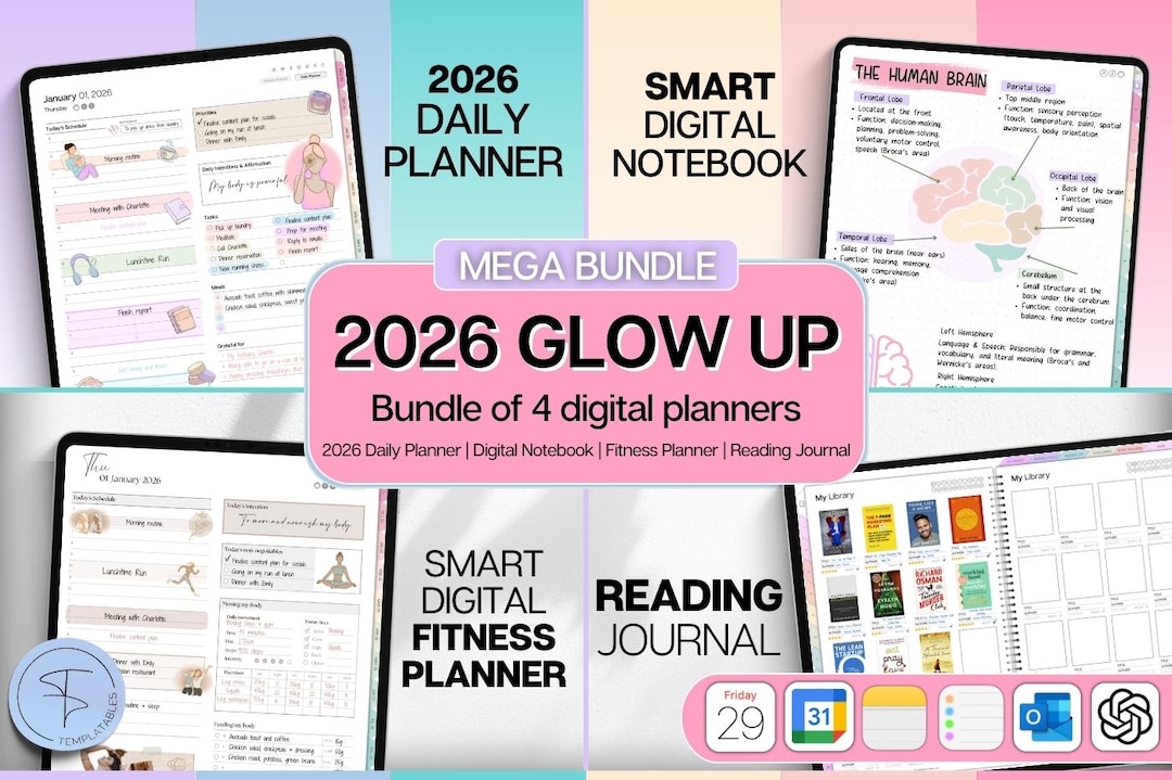 2026 Digital Planner MEGA BUNDLE | 2026 Glow up | Daily Planner ...