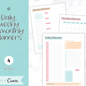 COLORFUL Planner bundle, Daily Planner, Weekly Planner, Monthly Printables! Planner Insert Sets, To do List, Productivity, Work Day, Hourly