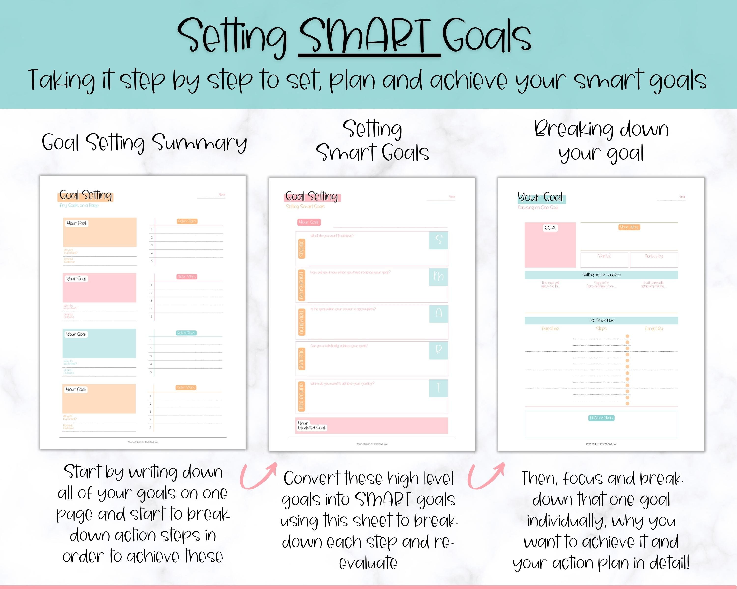 Goal Planner BUNDLE, 2024 Goals Tracker, SMART Goal Setting Kit, New ...