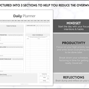 ADHD Daily Planner for Adults, Neurodivergent, Brain Dump Template, cleaning, student, digital life daily planner, to do list printable image 4