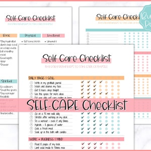 Self Care Planner, Self-Care Checklist, Selfcare Journal Tracker, Wellness Planner Printable, Daily Wellbeing, Mindfulness Mental Health Kit