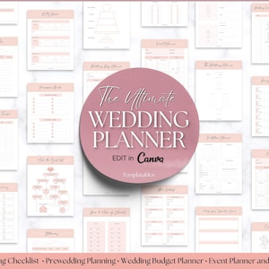 EDITABLE Wedding Planner Binder Kit, Wedding Planner, Wedding Planning Checklist, Wedding Day Schedule, To Do List, Budget, Timeline, CANVA