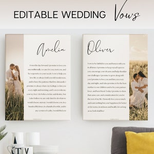 Wedding Vows Wall Art Print, EDITABLE His and Hers Vows Template, First Anniversary Gift, Paper Anniversary, Vow Book, Booklet, Vows Framed