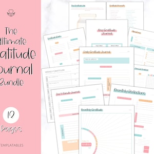 Printable Gratitude Journal BUNDLE! Mindfulness Log, Gratitude Template, Self Care Planner, Daily Journal for Women, Gratitude Jar, Wellness