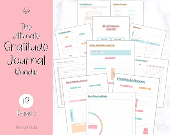 Printable Gratitude Journal BUNDLE! Mindfulness Log, Gratitude Template, Self Care Planner, Daily Journal for Women, Gratitude Jar, Wellness