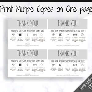 Vinyl Decal Thank You Business Card Instructions, BUNDLE Printable Decal Application Order Card, DIY Sticker Seller Packaging Label image 4