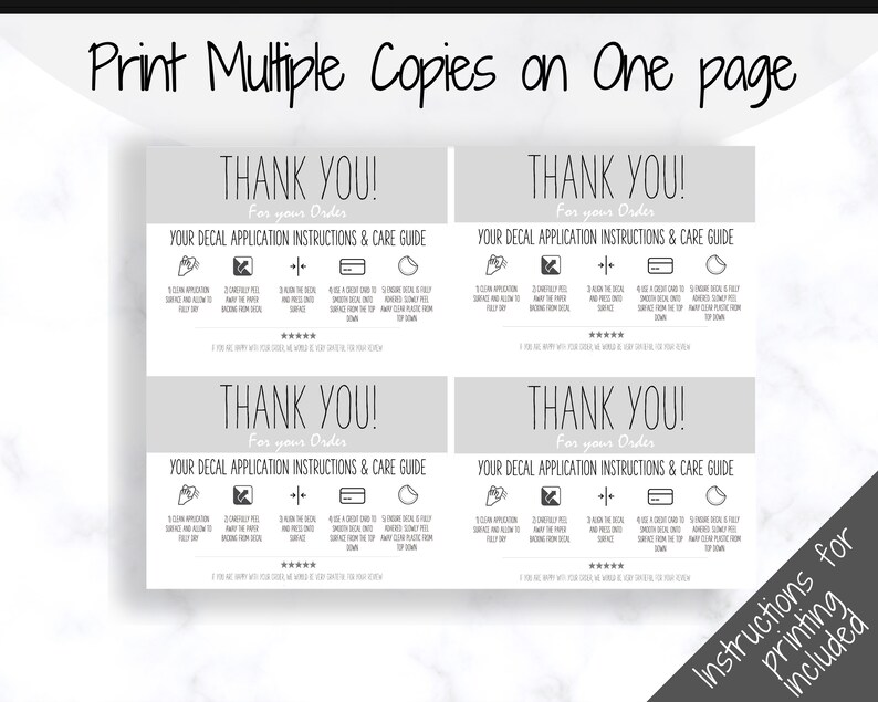 Vinyl Decal Thank You Business Card Instructions, BUNDLE Printable Decal Application Order Card, DIY Sticker Seller Packaging Label image 4
