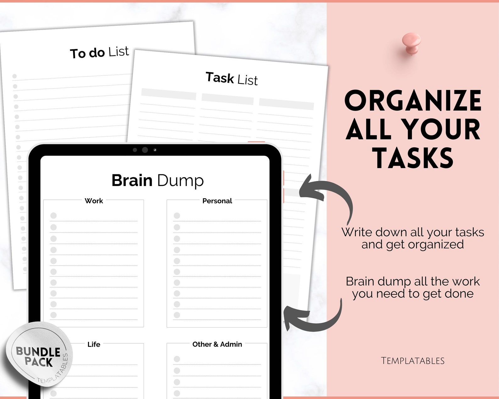 Dumping Tasks Task Triage, to Do List Printable, Brain Dump Template, Task Checklist ...