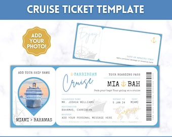 CRUISE Boarding Pass, EDITABLE Cruise Ticket Template, Cruise Ticket Vacation, Surprise Trip, Travel Ticket Gift, Canva template