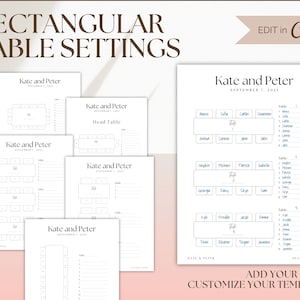 EDITABLE Wedding Seating Chart Templates, Round & Rectangle Tables ...