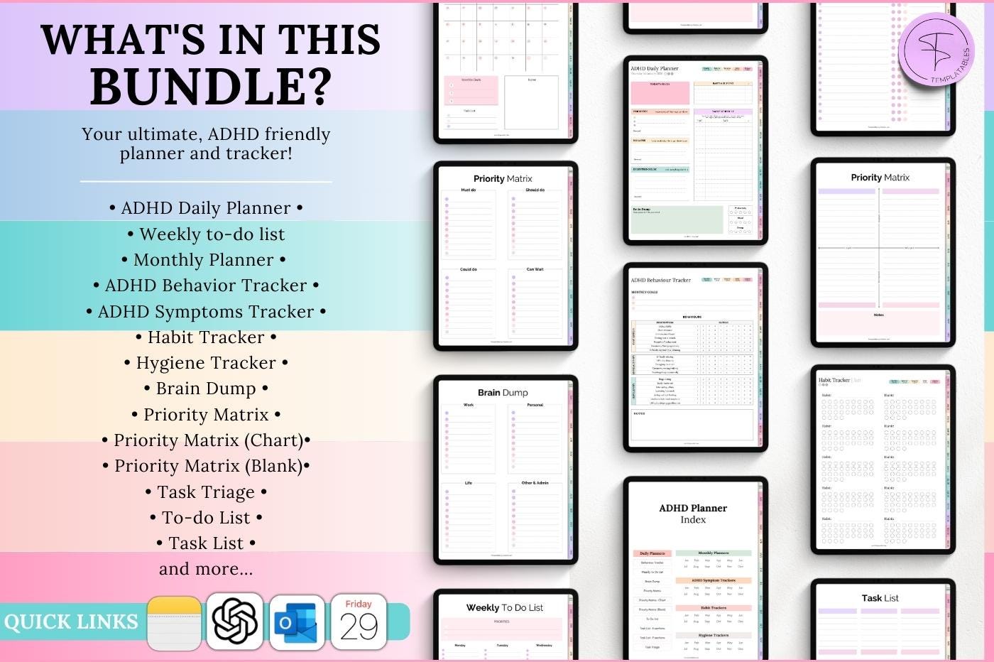 2026 ADHD Daily Planner, COLORFUL Goodnotes Digital Planner for ...