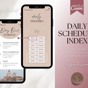 MOBILE Travel Itinerary Template, Digital Travel Guide, Weekend Trip Itinerary, Birthday, Girls trip, travel agent planner, Canva template image 7