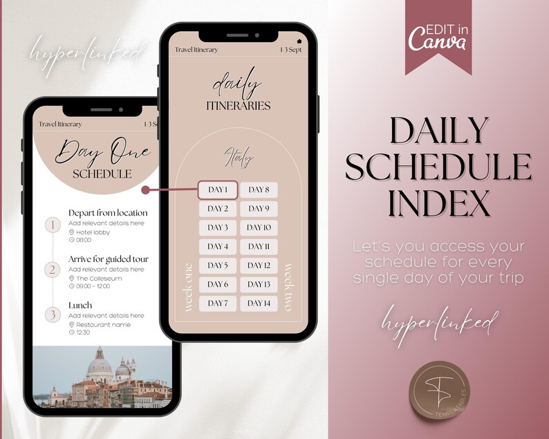 MOBILE Travel Itinerary Template, Digital Travel Guide, Weekend Trip Itinerary, Birthday, Girls trip, travel agent planner, Canva template image 7