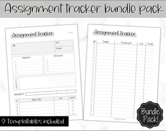 Assignment Planner BUNDLE, Printable Assignment Tracker for Students, Academic  Homework Planner, Study, College, Homeschool Template