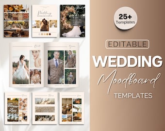 Wedding Mood Board Template, Editable Wedding Vision Board, Digital Vision board, Wedding Template, Wedding Binder, Checklist, Theme, Canva