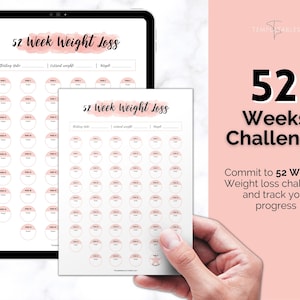 52 Week Weight Loss Tracker, 12 Month Challenge, Weightloss Journal ...