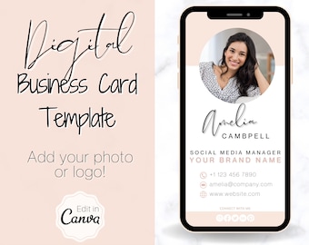 Digital Business Card Template. DIY add logo & photo! Editable Canva Design. Modern, Realtor Marketing, Real Estate, Realty Professional