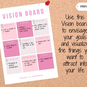 Vision Board Printables, Goal Planner Affirmation, Manifestation Law of ...