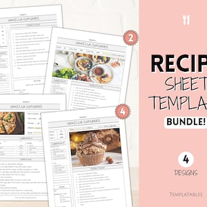 Plantilla de receta, Plantilla de hoja de recetas EDITABLE, Libro de recetas de tarjetas de recetas, Carpeta de libros de cocina, 8.5x11 Casa de campo imprimible, Diario planificador de alimentos