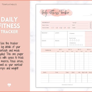 Fitness Planner, Weight Loss Tracker, BUNDLE, Workout Planner Fitness Journal, Wellness, Health Goal, Meal Planner, Self Care, Habit Tracker image 6