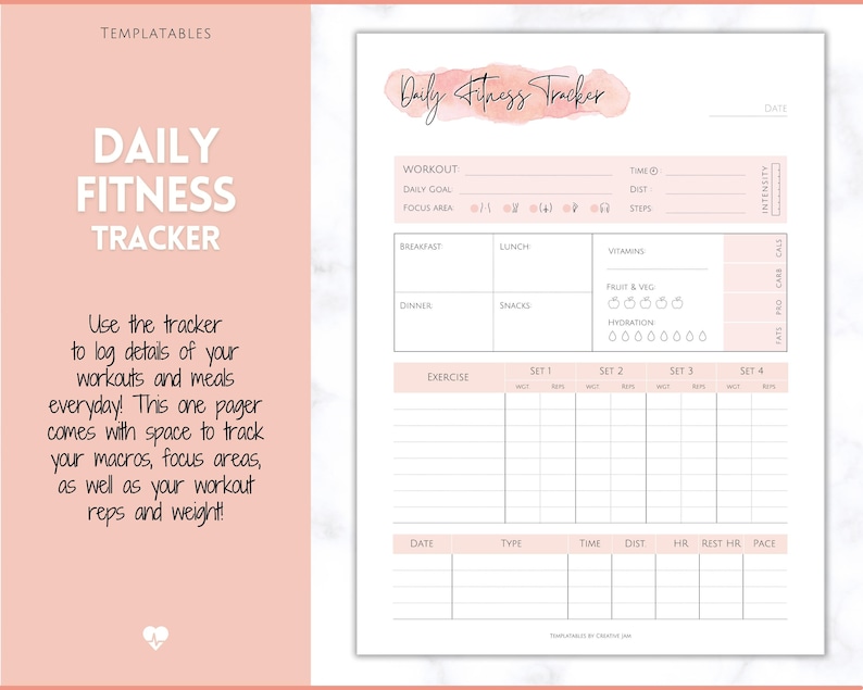 Fitness Planner, Weight Loss Tracker, BUNDLE, Workout Planner Fitness Journal, Wellness, Health Goal, Meal Planner, Self Care, Habit Tracker image 6