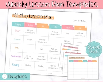 Weekly Lesson Plan Template, Lesson Planner Printable, Homeschool Teacher Planner, Daily Plans, Academic Schedule, Simple Lesson Plan Book