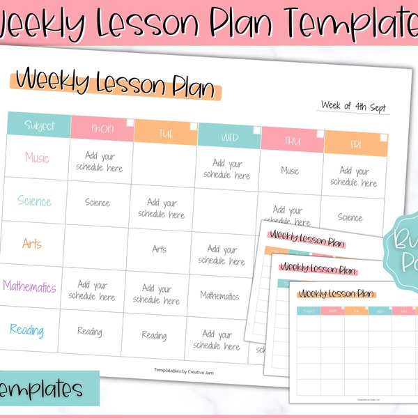 Weekly Lesson Plan Template, Lesson Planner Printable, Homeschool Teacher Planner, Daily Plans, Academic Schedule, Simple Lesson Plan Book